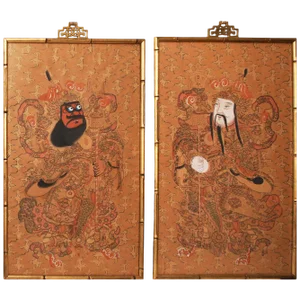 C. 1900-1940s Japanese Kabuki Actors Watercolor Paintings - A Pair
