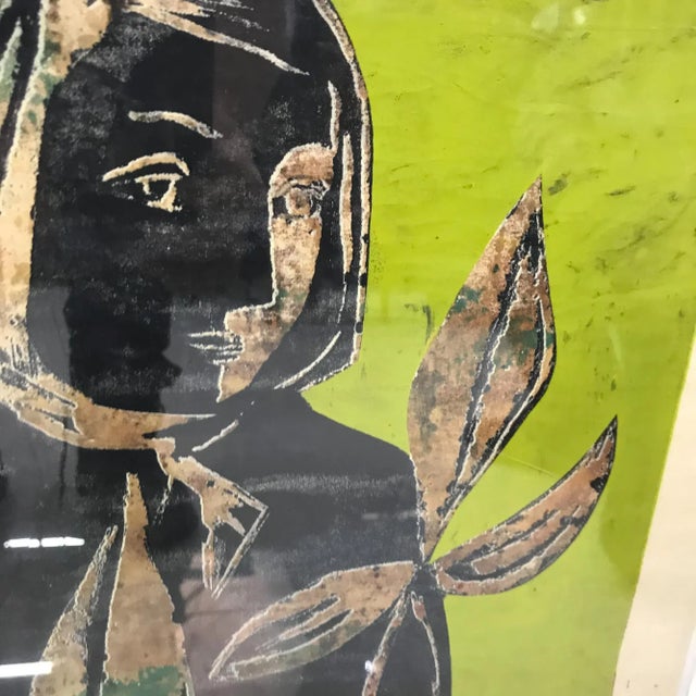 Wood 1960s Figurative Abstract Still Life Woodblock Lithograph For Sale - Image 7 of 8