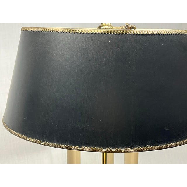 Mid 20th Century Stiffel Brass 3-Light Bouillotte Table Lamp With Black Tôle Shade For Sale - Image 11 of 12