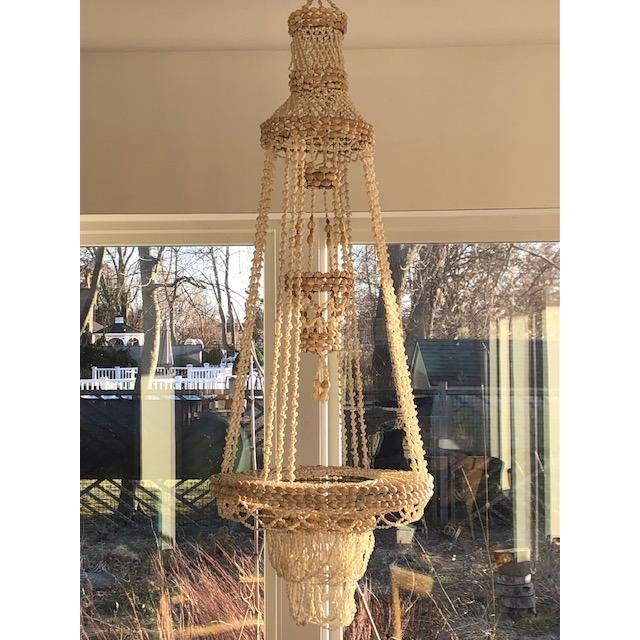 Cream 1970s Large Vintage Seashell Chandelier / Hanging Plant Hanger - Boho Chic For Sale - Image 8 of 9