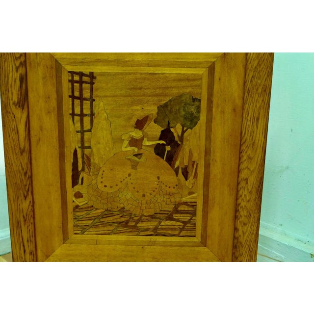 Wood Arts and Crafts Marquetry Fire Screen, 1930s For Sale - Image 7 of 8