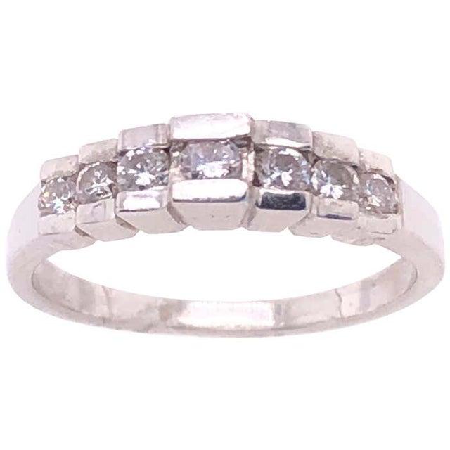 Metal 14 Karat White Gold Diamond Half Anniversary Bridal Wedding Ring For Sale - Image 7 of 9