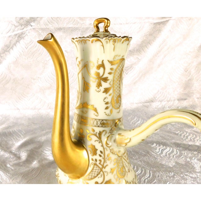 Traditional Late 18th Century Tressemanes and Vogt Limoges Chocolate Pot With Raised Gold Trim For Sale - Image 3 of 16