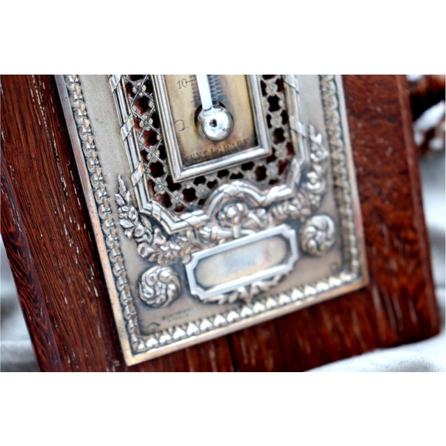 Cut-Out Silver Thermometer with Monogram Card and Wooden Base For Sale - Image 4 of 8