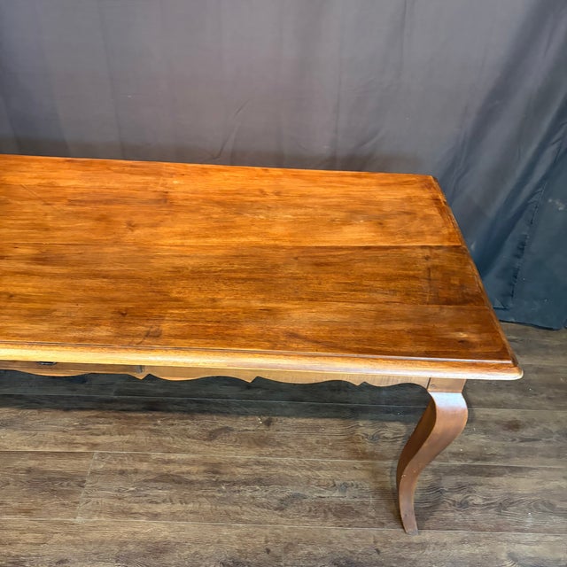 Wood 19th Century French Louis XV Walnut Farmhouse Table With Single Drawer For Sale - Image 7 of 11