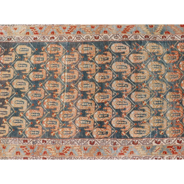 Long Antique Hand-Knotted Persian Malayer Runner in Wool With All-Over Design For Sale - Image 10 of 12