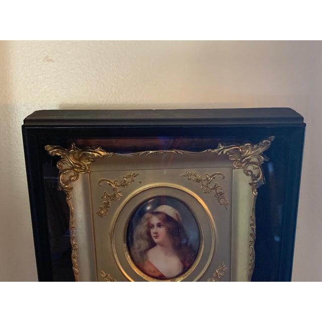 19th Century Victorian Porcelain Portrait Painting: Agesta after Angelo Asti, Shadow Box Frame For Sale - Image 9 of 10