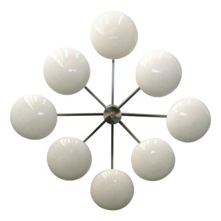 21st Century Otto Satin Nickel Glossy White Murano Glass Flush Mount by Fabio LTD For Sale