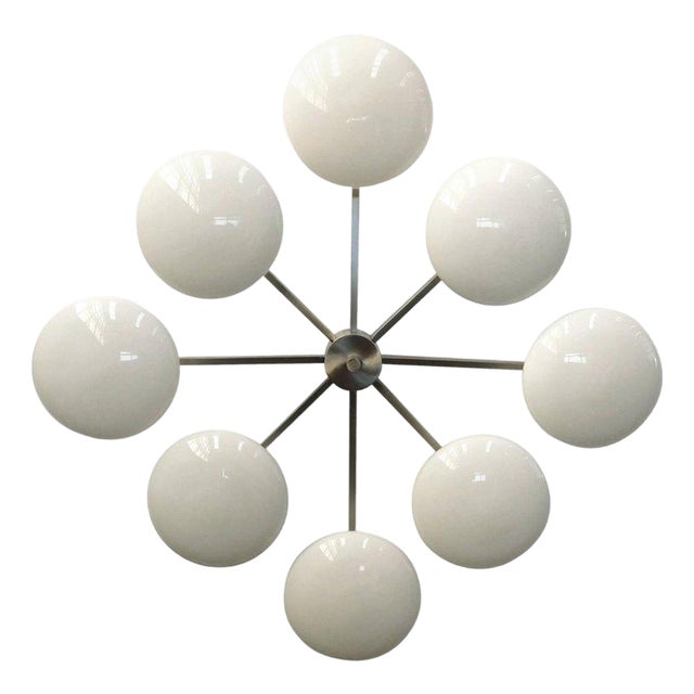 21st Century Otto Satin Nickel Glossy White Murano Glass Flush Mount by Fabio LTD For Sale
