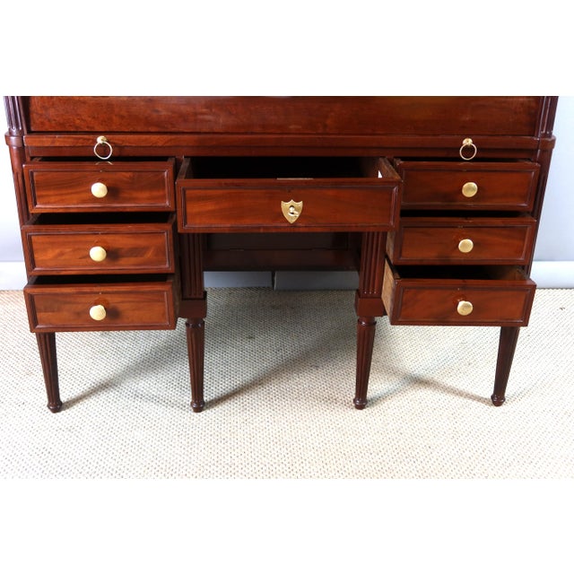 Wood 19th Century Louis XVICylinder Desk in Mahogany For Sale - Image 7 of 12