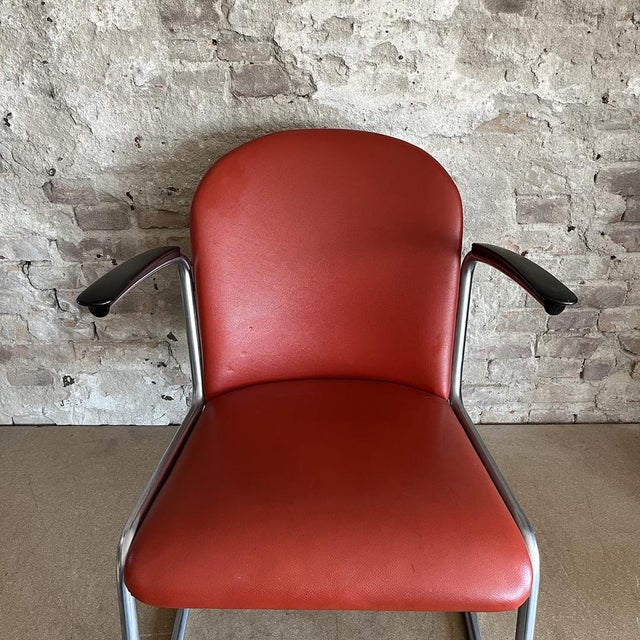 Metal Gispen 413 Red Skai Chair by Willem Hendrik Gispen for Gispen For Sale - Image 7 of 16