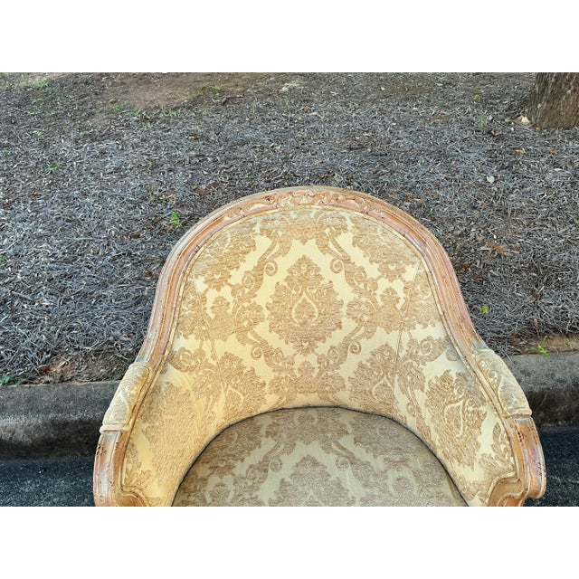 Italian Carved & Cerused Pine French Louis XV Style Barrel Tub Chairs - Pair For Sale In Atlanta - Image 6 of 16