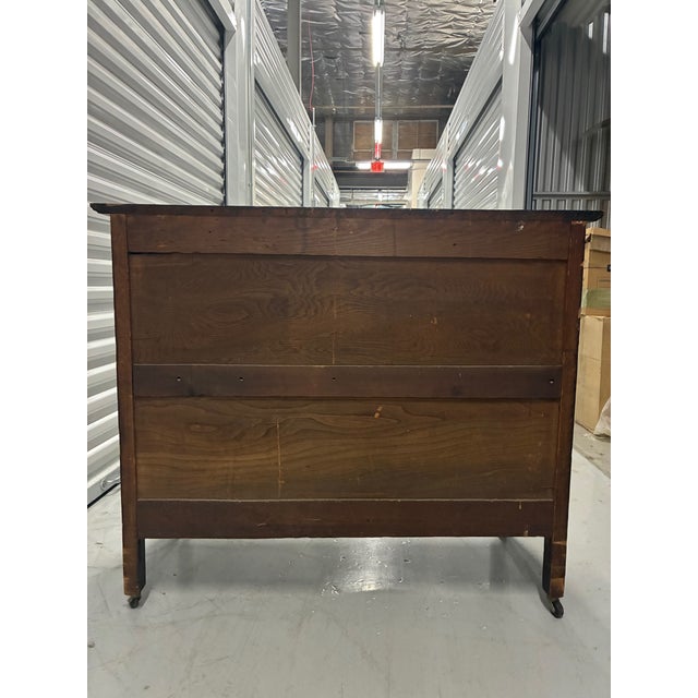 Late 19th Century Antique Vintage Victorian Solid Tiger Oak Wood Accent Dresser Chest of Drawer For Sale - Image 5 of 12