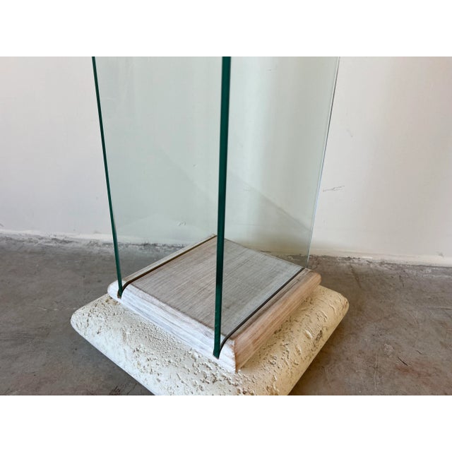 80's Postmodern Faux Stone and Glass Pedestal For Sale - Image 11 of 13