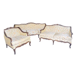 Early 20th Century Vintage Kingsley Furniture Company Sofa, Love Seat & Chair, 3 Pieces For Sale