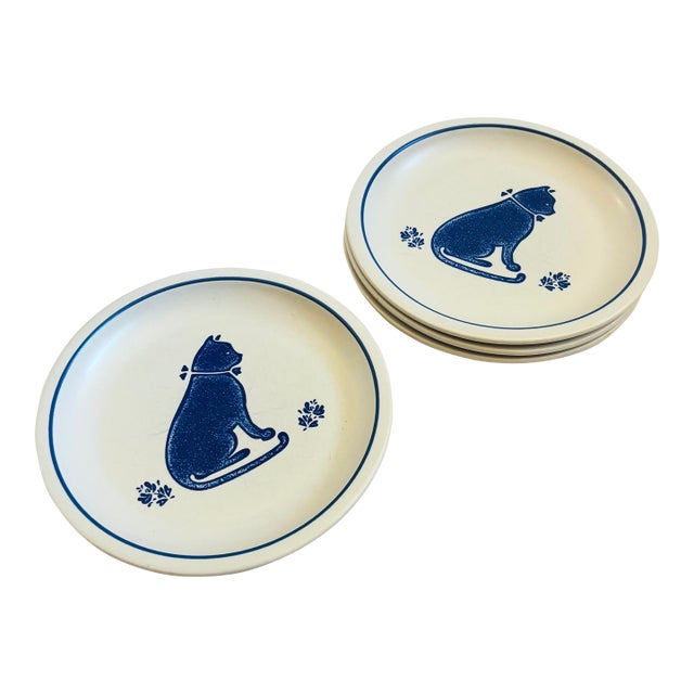 Pfaltzgraff Yorktowne Stoneware Cat Salad or Dessert Plates - Set of 4 For Sale