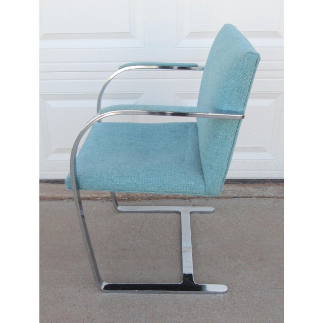 Blue Mid 20th Century Attributed to Ludwig Mies Van Der Rohe Brno Style Chair Flat Arm For Sale - Image 8 of 14