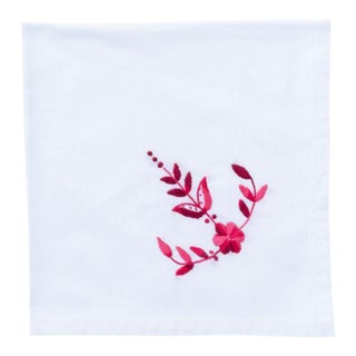 Florentina Shaded Magenta Pink Embroidered Napkin For Sale