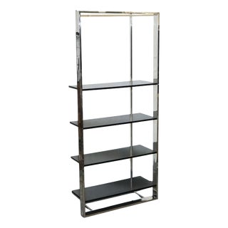 Art Deco Polished Stainless Steel Display Bookcase For Sale