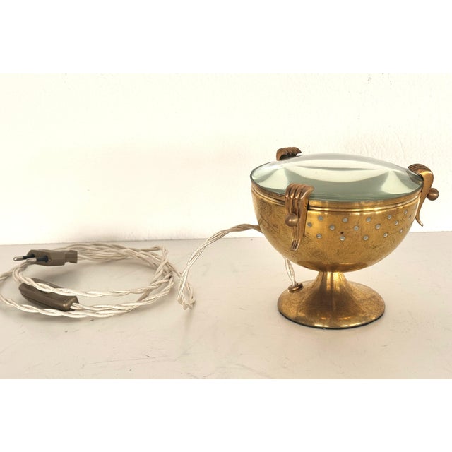 1950s Vintage Italian Brass and Glass Table Lamp from Fontana Arte, 1950s For Sale - Image 5 of 18