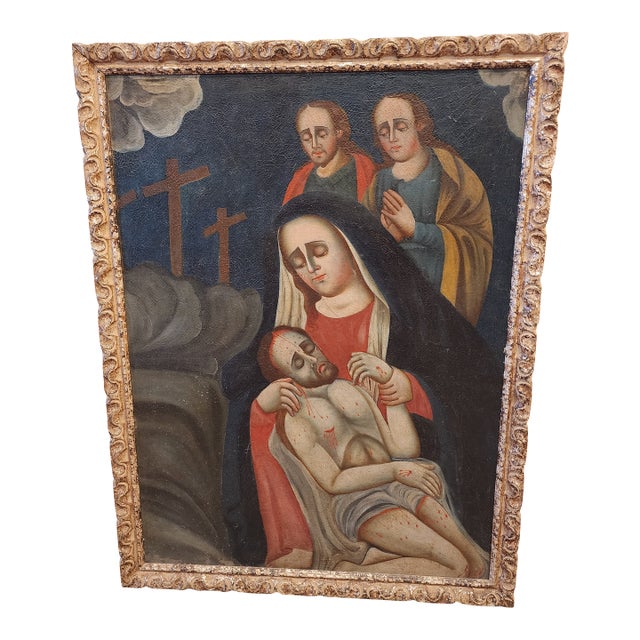 Spanish Colonial "Our Lady of Sorrows" Painting For Sale