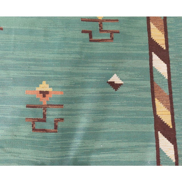 Doris Leslie Blau Midcentury Swedish Green Handmade Wool Rug For Sale In New York - Image 6 of 9
