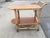 Restored Vintage Two-Tier Rattan and Mahogany Tombstone Bar Cart For Sale - Image 9 of 11