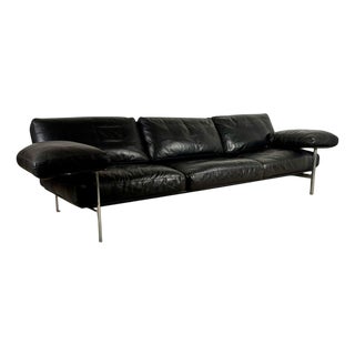 First Series Diesis Sofa in Black Leather by Antonio Citterio for B&B Italia, 1979 For Sale