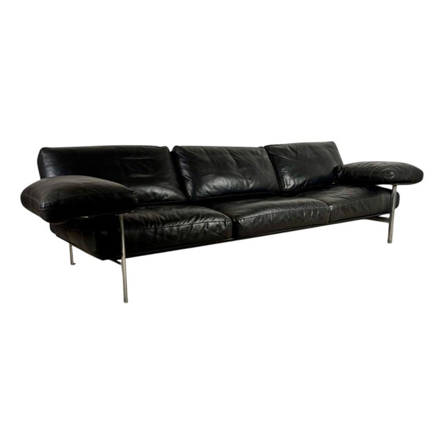 First Series Diesis Sofa in Black Leather by Antonio Citterio for B&B Italia, 1979 For Sale