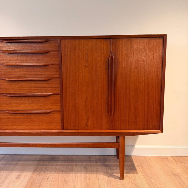 Mid-Century Modern Mid Century Danish Modern Teak Highboard For Sale - Image 3 of 12