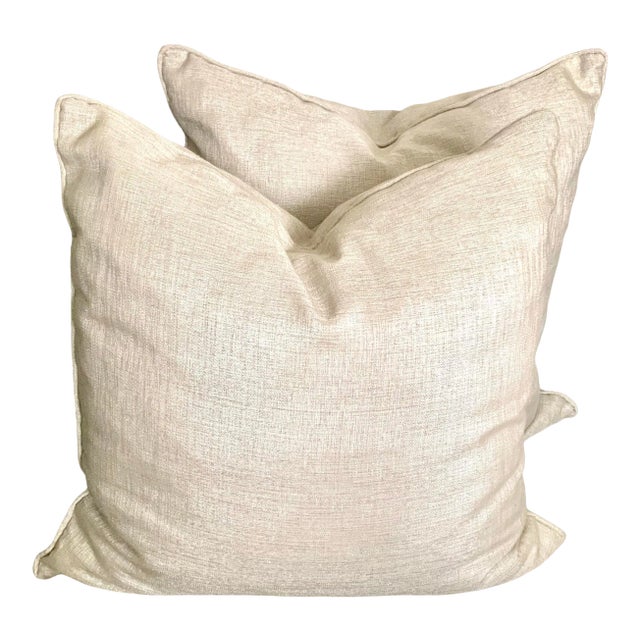 Champagne Gold Metallic Soft Large Pillows - a Pair For Sale