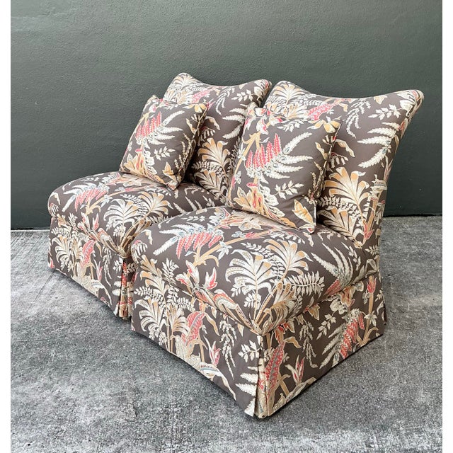 Brunschwig and Fils “Seychelles” Cotton Print Slipper Chairs For Sale - Image 12 of 12