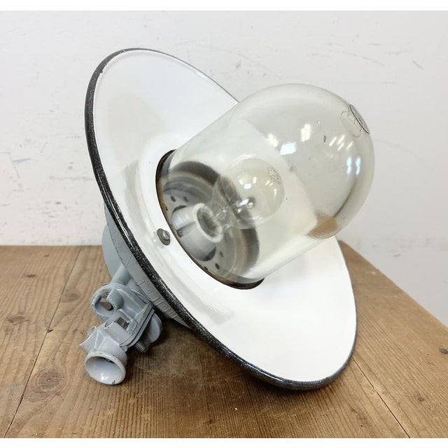 Grey Cast Aluminium Explosion Proof Lamp with Enameled Shade from Elektrosvit, 1970s For Sale - Image 13 of 16