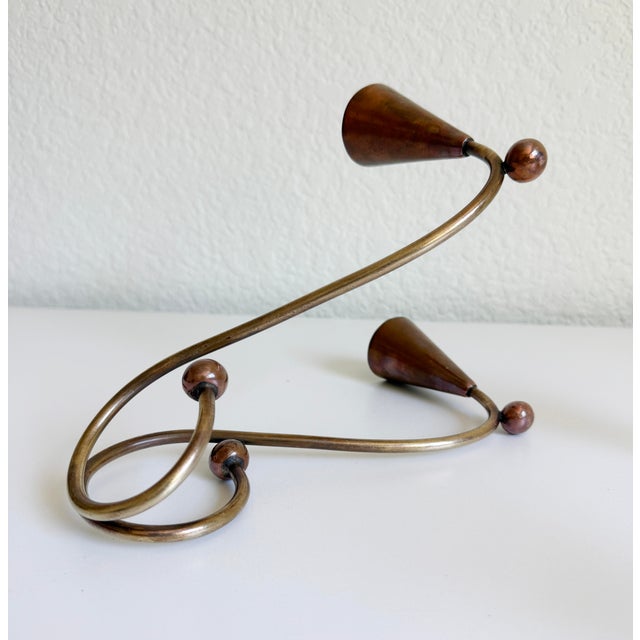 1960s Los Castillos-Style Modernist Brass & Copper Candle Holders - A Pair For Sale - Image 12 of 12