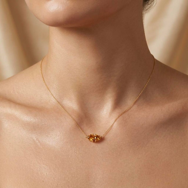 Contemporary Citrine Heart Pendant Necklace | November Birthstone Necklace | Dainty Hear Shape Gemstone Necklace for Woman For Sale - Image 3 of 3
