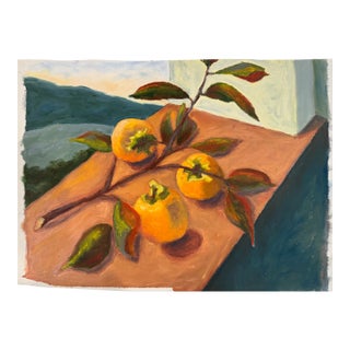 Contemporary Still Life Oil Painting " Persimmons" by Teresa DiMarco For Sale