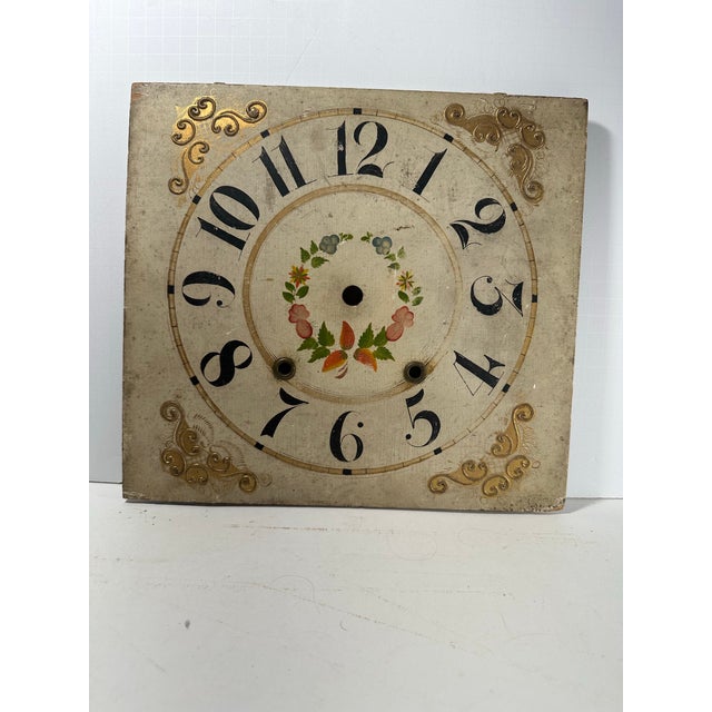 Early 19th Century American Folk Art Hand-Painted Wooden Clock Dial - Circa 1820. For Sale In West Palm - Image 6 of 6