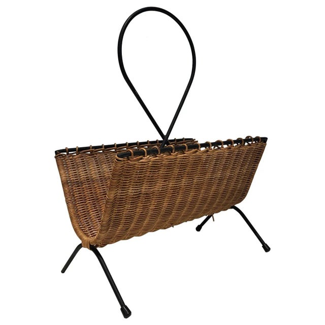 Circa 1950 French Black Lacquered Metal Magazine Rack For Sale - Image 13 of 13