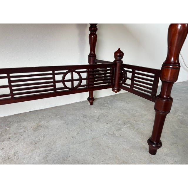 Vintage Chinese Carved Solid Mahogany Console Table With Latticework Details For Sale - Image 9 of 12