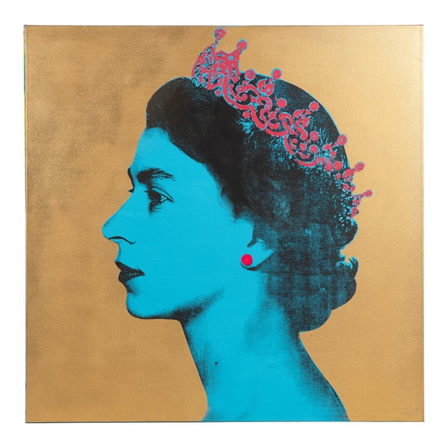 Queen Elizabeth II Gold Canvas 36x36 Inches For Sale