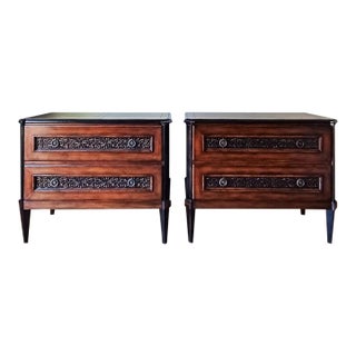 Milling Road Burlwood Dressers Commodes Set by Baker Company For Sale
