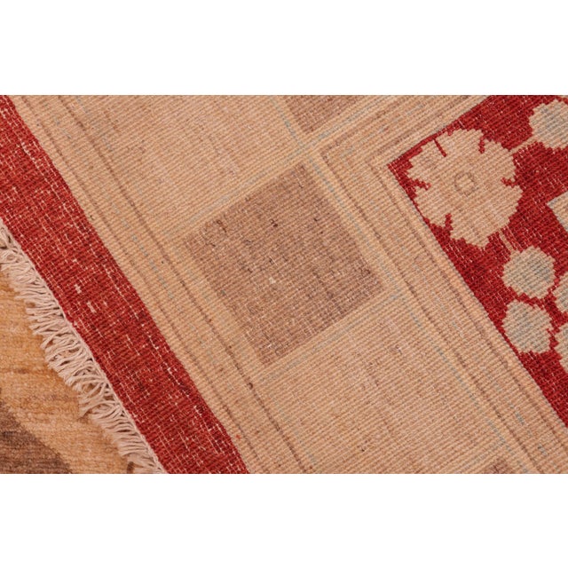 Tan Oriental Ziegler Red Tan Hand-Knotted Wool Rug - 5'11'' X 8'10'' For Sale - Image 8 of 8