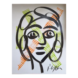 Late 20th Century Peter Keil Abstract Portrait Painting