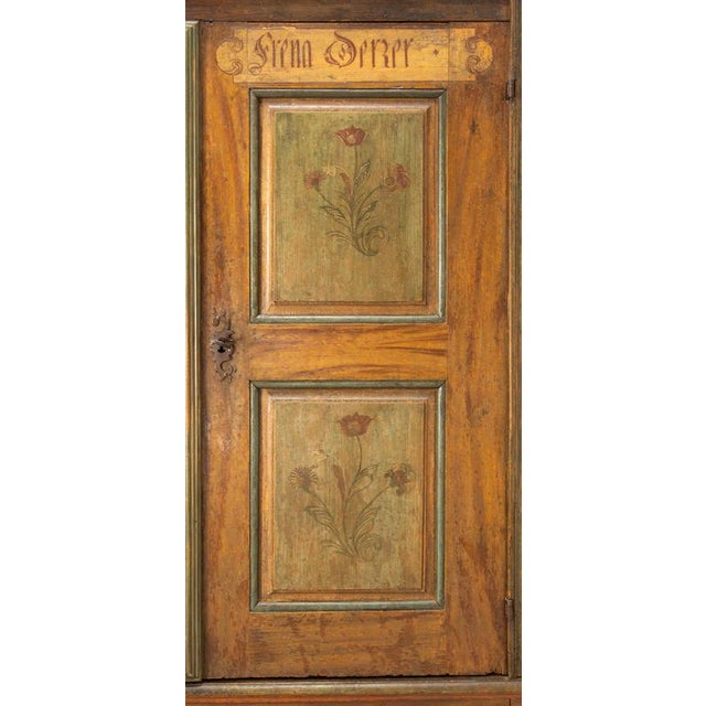 Late 18th Century Swiss Painted Wedding Pine Armoire For Sale - Image 6 of 18