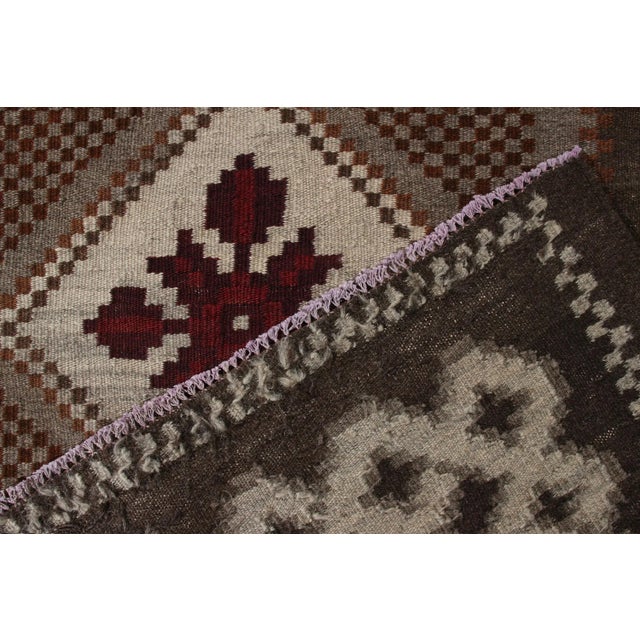 1950s Handwoven Vintage Moldavian Kilim Rug in Beige-Brown, Gray, Red Floral Pattern For Sale - Image 5 of 6