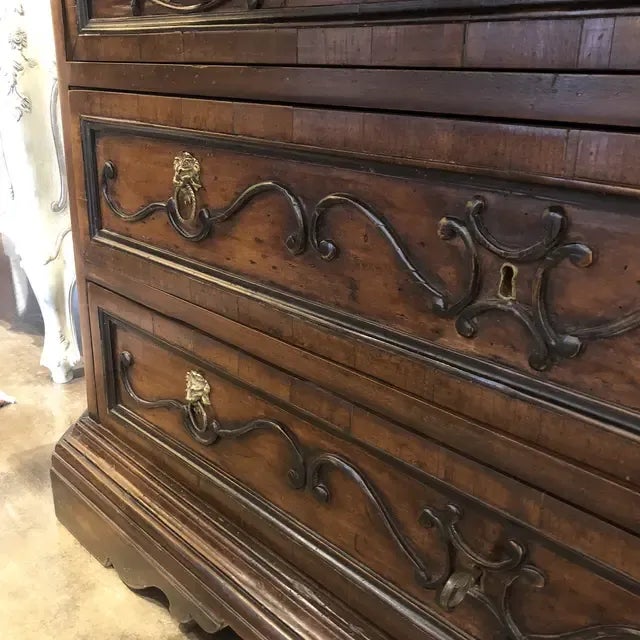 1990s Italian Walnut Secretary Desk For Sale - Image 4 of 13