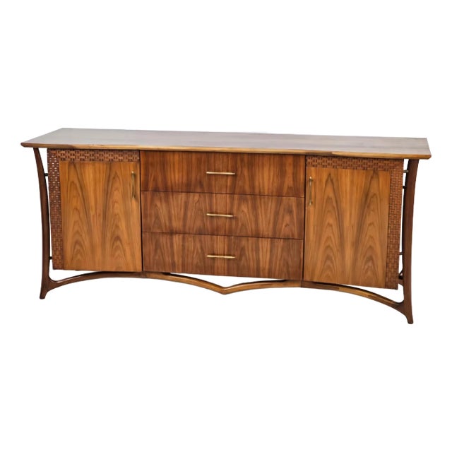 1960s Floating Sculpted Walnut Mid Century Dresser by Piet Hein For Sale