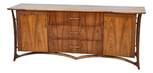 1960s Floating Sculpted Walnut Mid Century Dresser by Piet Hein