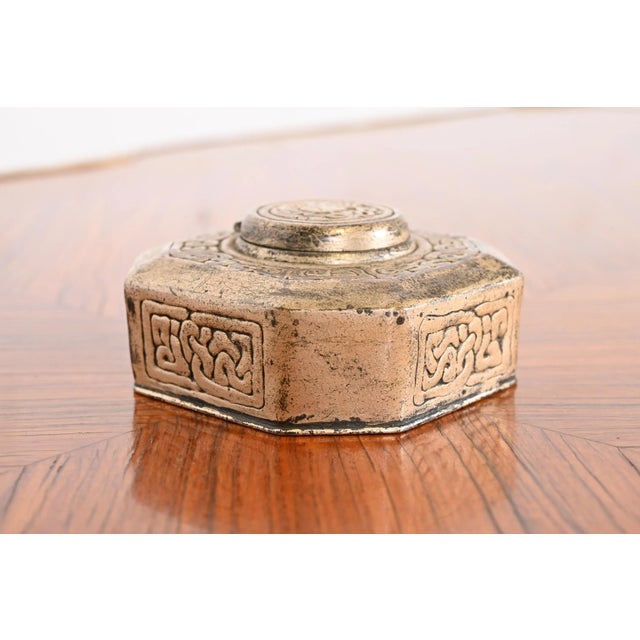 Tiffany Studios New York "Zodiac" Bronze Inkwell For Sale In South Bend - Image 6 of 13