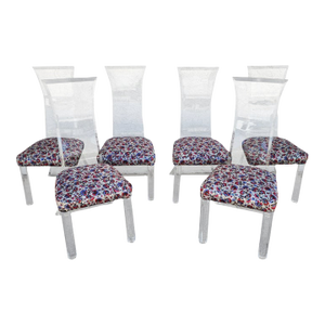 Lion in Frost Lucite Dining Chairs Very Rare Set of 6